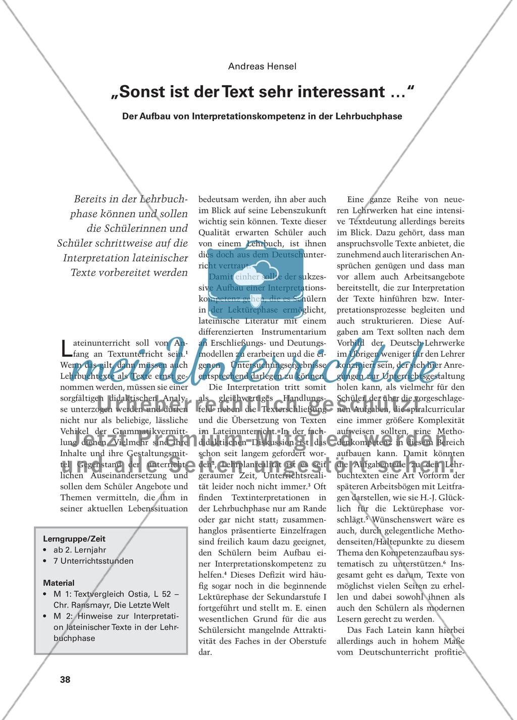 „Sonst ist der Text sehr interessant …“ - Der Aufbau von Interpretationskompetenz in der Lehrbuchphase Preview 1