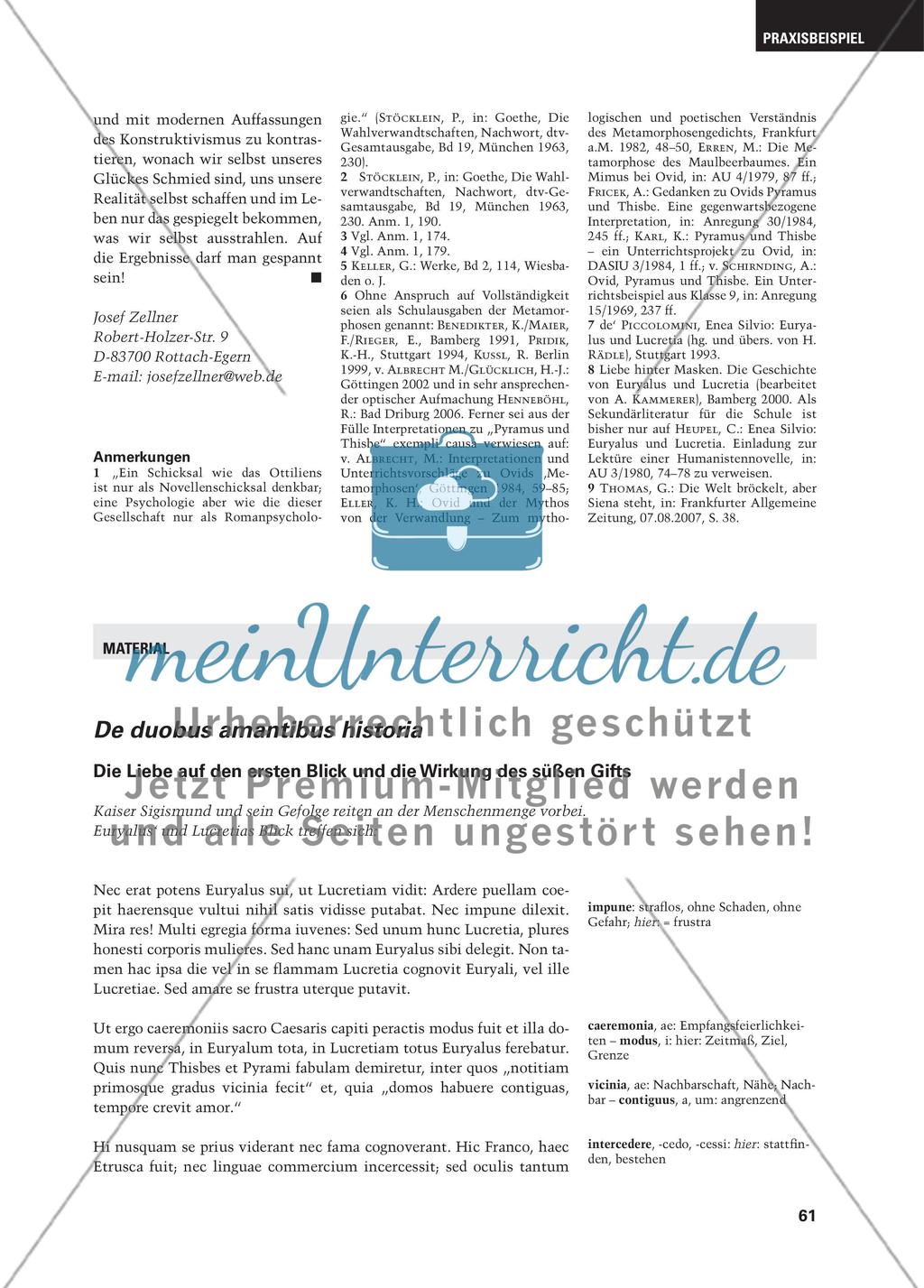 Die Liebe, eine unerhörte Begebenheit - Ein Vergleich von Ovid, Piccolomini, Goethe und Keller Preview 8