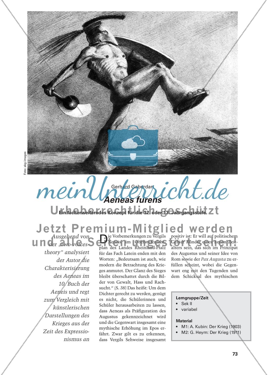 Aeneas furens - Ein facherweiterndes Konzept für die 12. oder 13. Jahrgangsstufe Preview 1