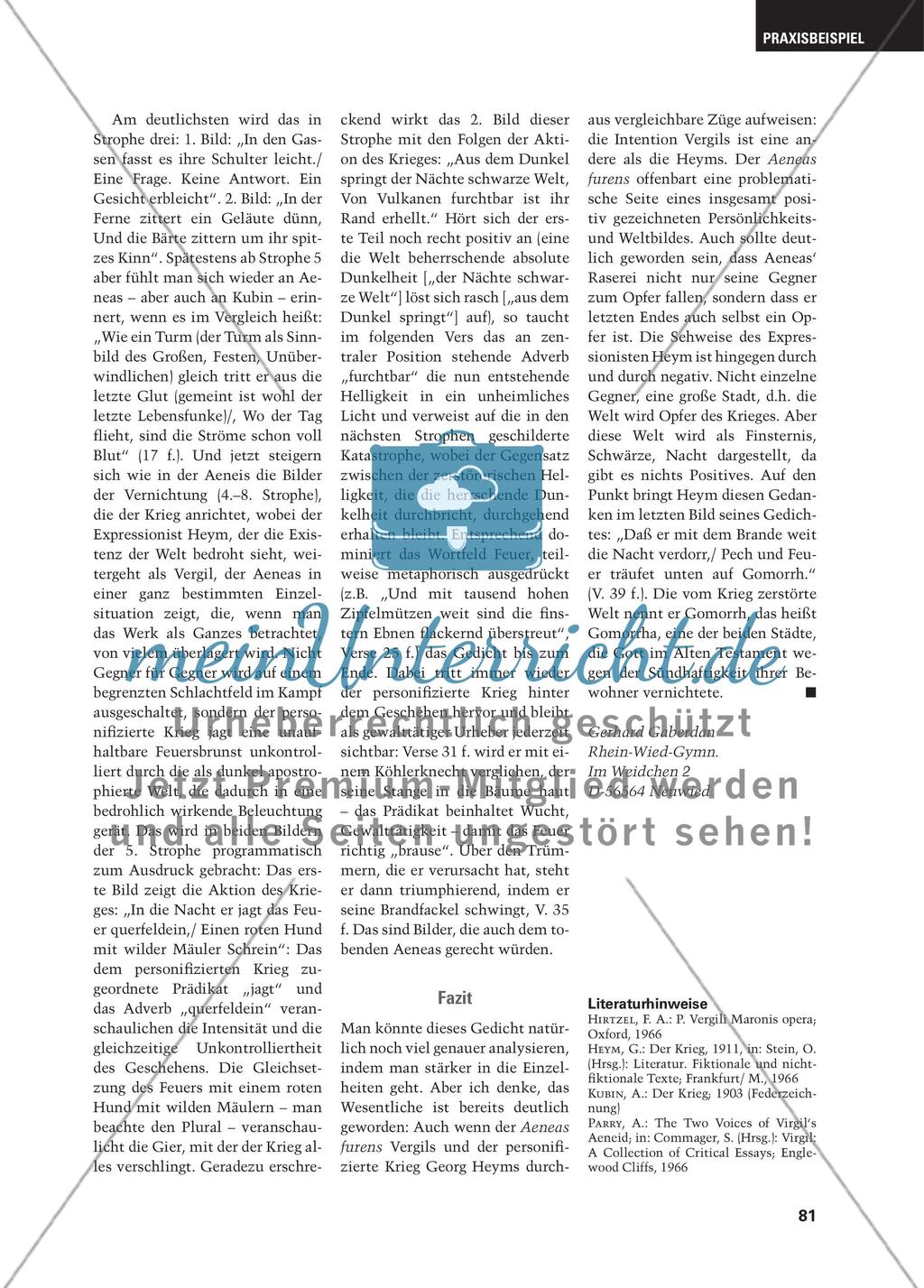 Aeneas furens - Ein facherweiterndes Konzept für die 12. oder 13. Jahrgangsstufe Preview 9