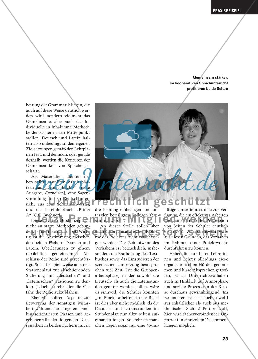 Vom Text zur Szene - Eine fächerübergreifende Sequenz im Rahmen des kooperativen Sprachenmodells Latein plus Preview 2