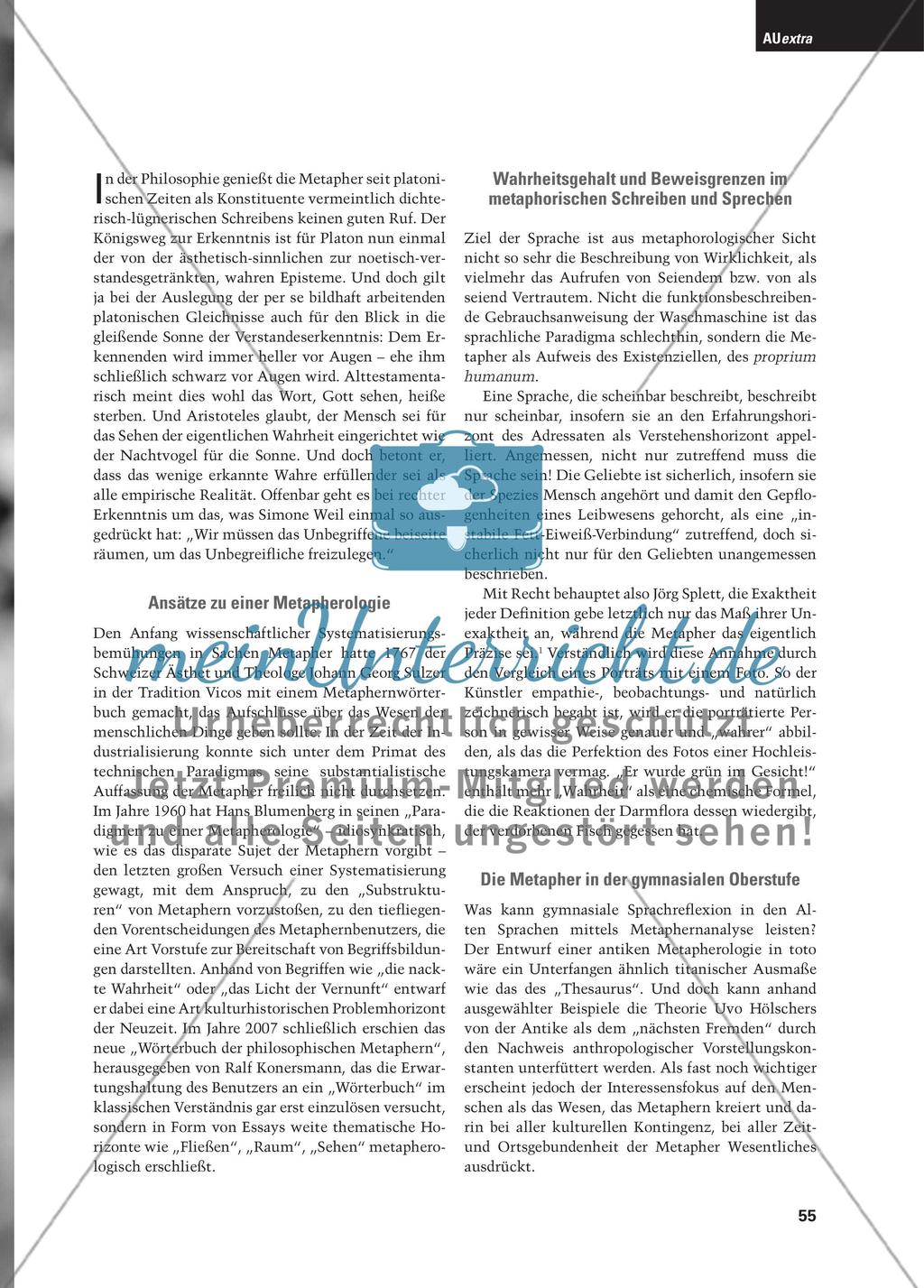 Die Metapher: Unpräzise Geschwätzigkeit oder ontologische Realität? Preview 2