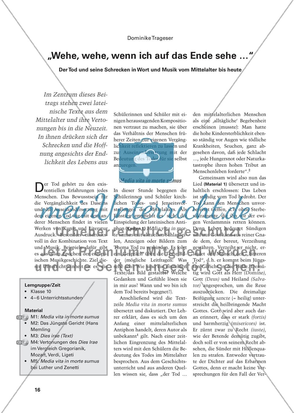 „Wehe, wehe, wenn ich auf das Ende sehe …“ - Der Tod und seine Schrecken in Wort und Musik vom Mittelalter bis heute Preview 1