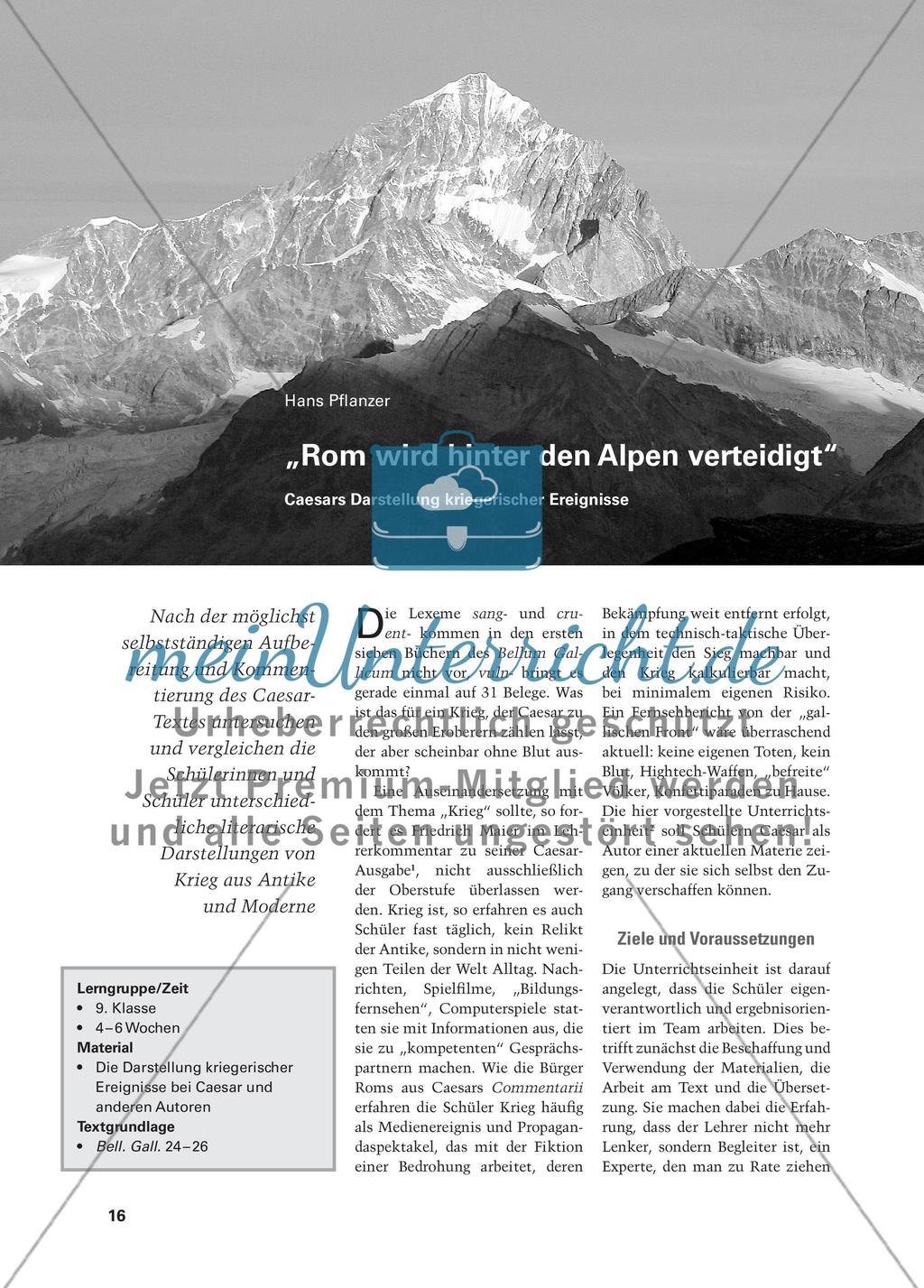 „Rom wird hinter den Alpen verteidigt“ - Caesars Darstellung kriegerischer Ereignisse Preview 1