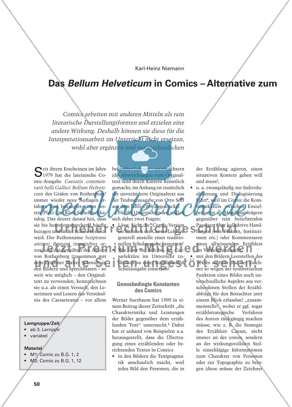 Das Bellum Helveticum in Comics – Alternative zum Originaltext oder Kontrastfolie und Wegbereiter? Preview 1