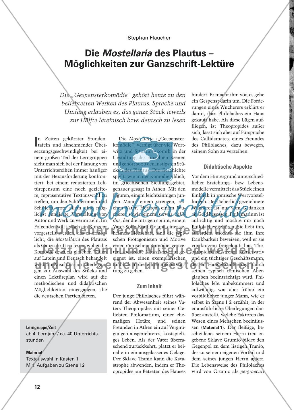 Die Mostellaria des Plautus – Möglichkeiten zur Ganzschrift-Lektüre Preview 1