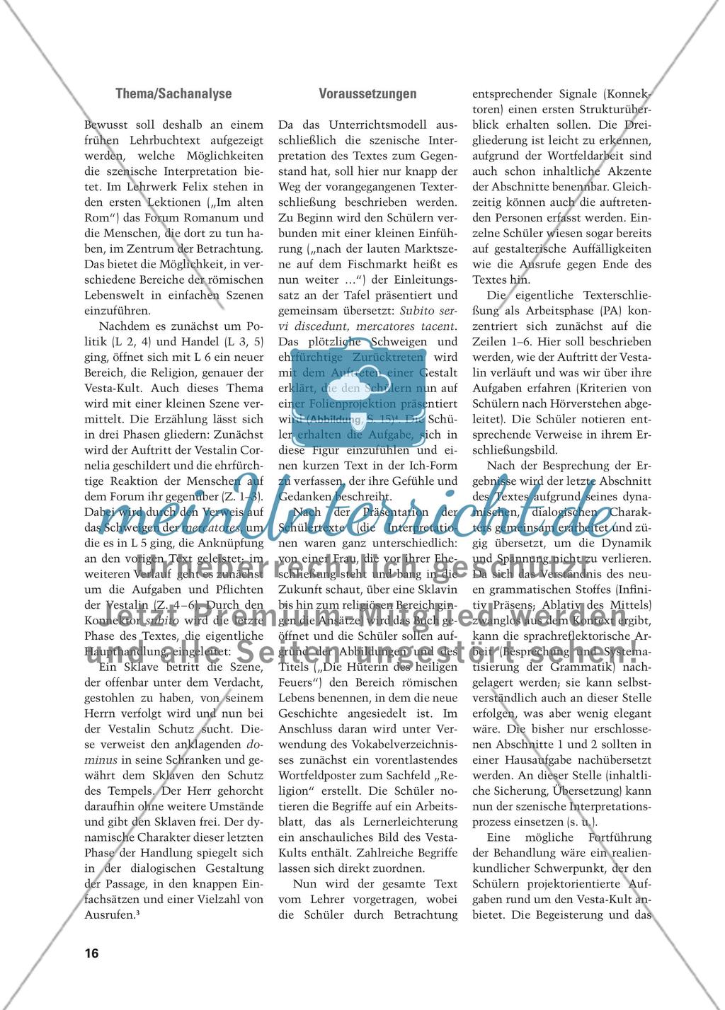 Cornelia Vestalis appropinquat - Eintauchen in eine fremde Welt. Szenische Interpretation eines Lehrbuchtextes Preview 3