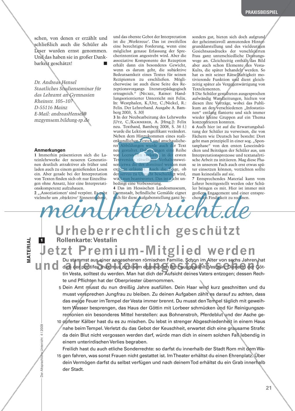 Cornelia Vestalis appropinquat - Eintauchen in eine fremde Welt. Szenische Interpretation eines Lehrbuchtextes Preview 8