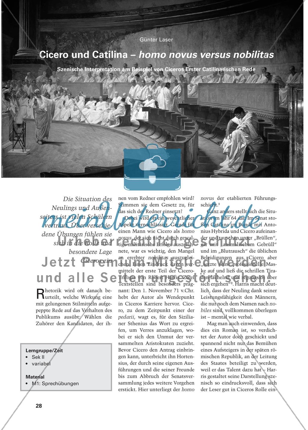 Cicero und Catilina – homo novus versus nobilitas - Szenische Interpretation am Beispiel von Ciceros Erster Catilinarischen Rede Preview 1