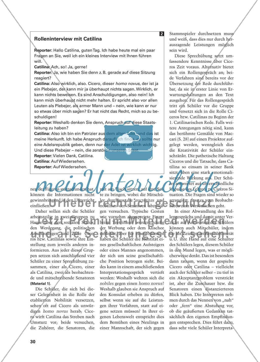 Cicero und Catilina – homo novus versus nobilitas - Szenische Interpretation am Beispiel von Ciceros Erster Catilinarischen Rede Preview 3