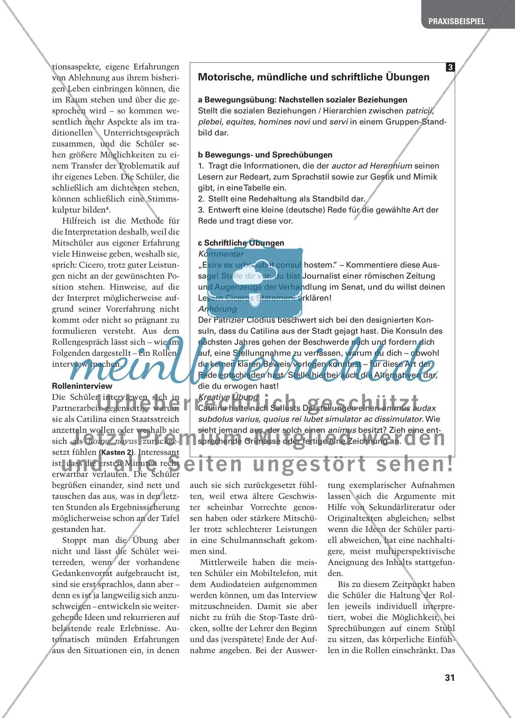 Cicero und Catilina – homo novus versus nobilitas - Szenische Interpretation am Beispiel von Ciceros Erster Catilinarischen Rede Preview 4
