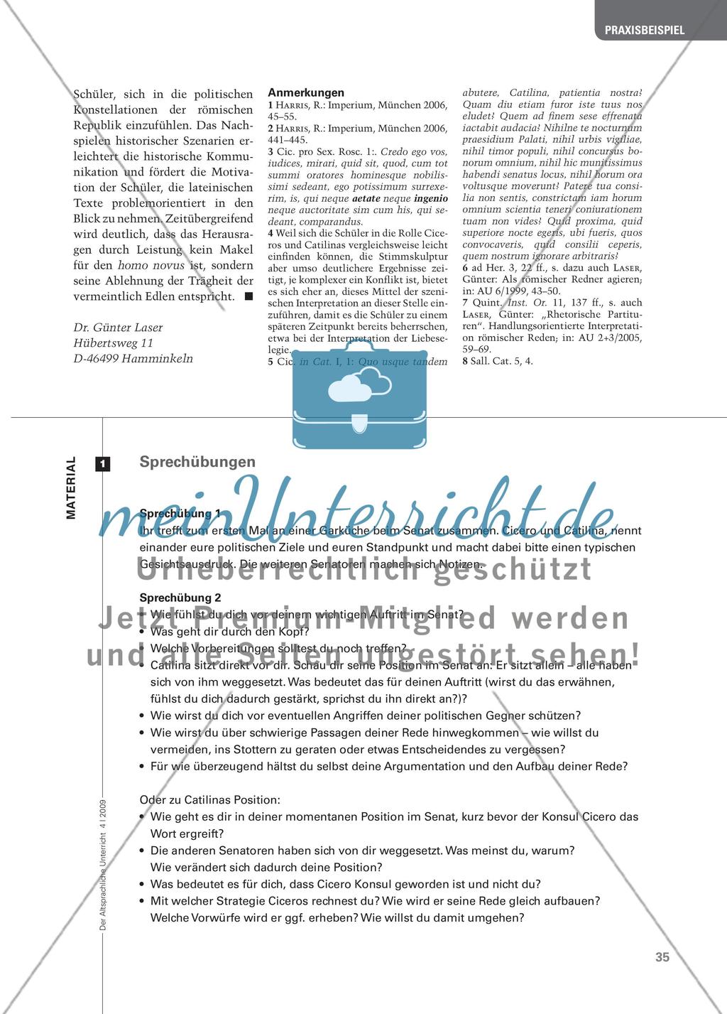 Cicero und Catilina – homo novus versus nobilitas - Szenische Interpretation am Beispiel von Ciceros Erster Catilinarischen Rede Preview 8