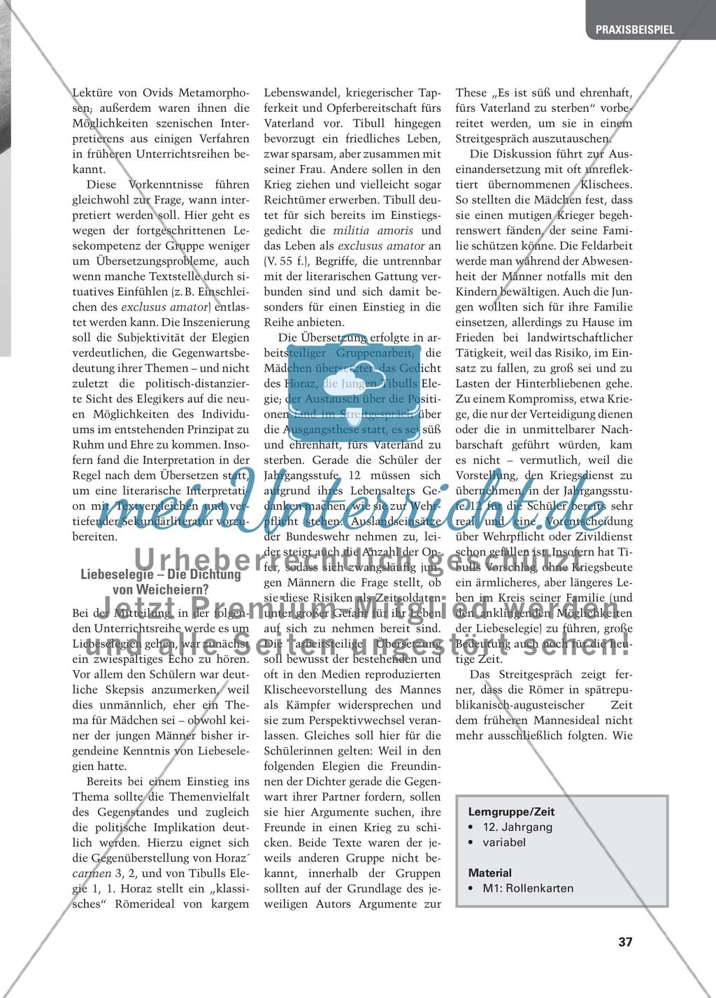 Militat omnis amans – Liebeselegie in szenischer Interpretation Preview 2