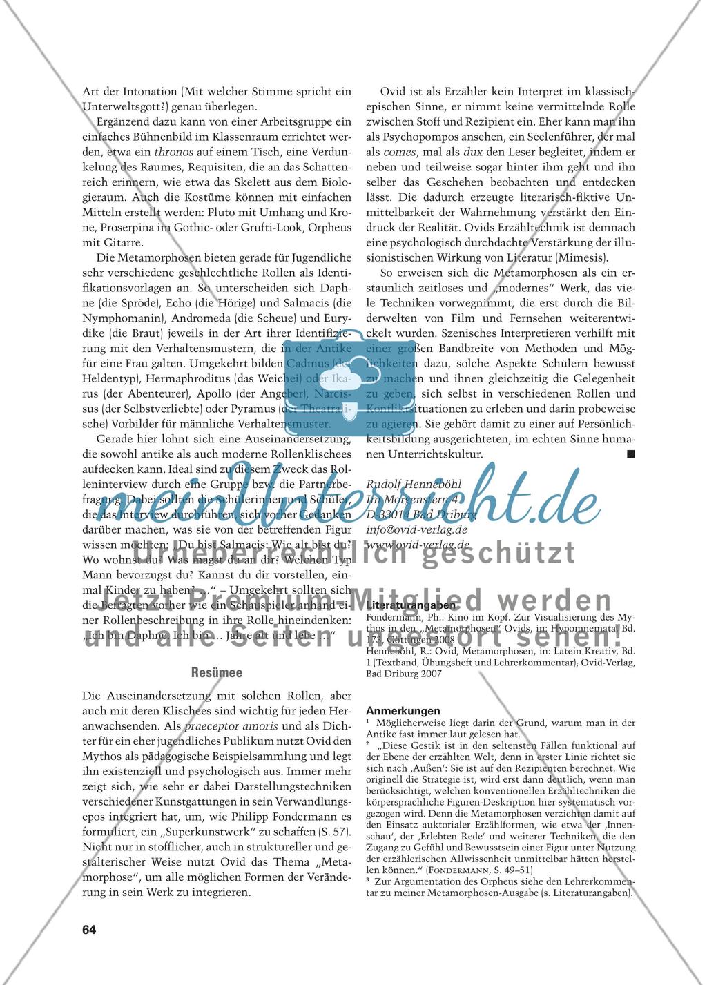 Ut spectaculum poesis - Ovidische Dichtung und szenische Interpretation Preview 9