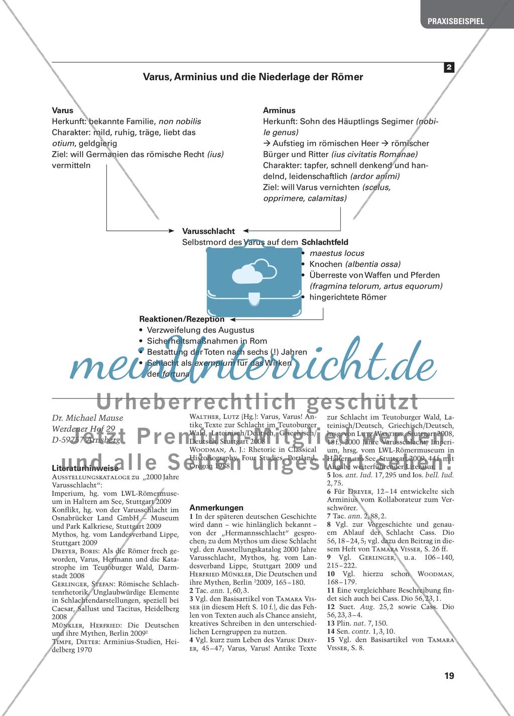 Varus, Arminius und die Niederlage der Römer - Unterschiedliche Aspekte in ausgewählten lateinischen Texten Preview 4