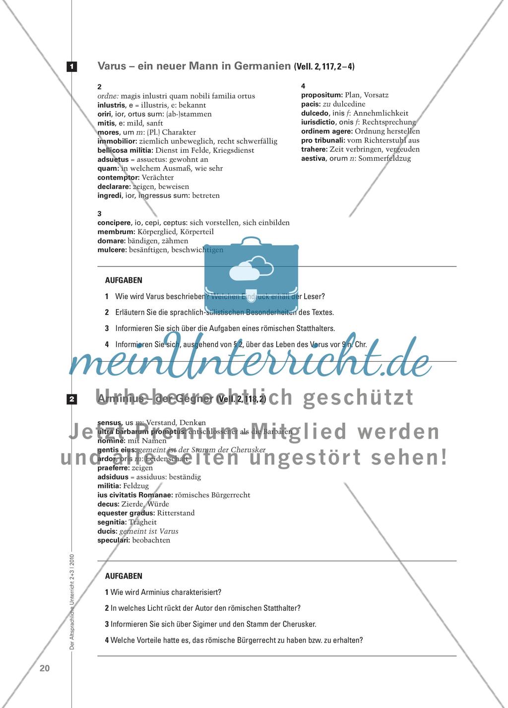 Varus, Arminius und die Niederlage der Römer - Unterschiedliche Aspekte in ausgewählten lateinischen Texten Preview 5