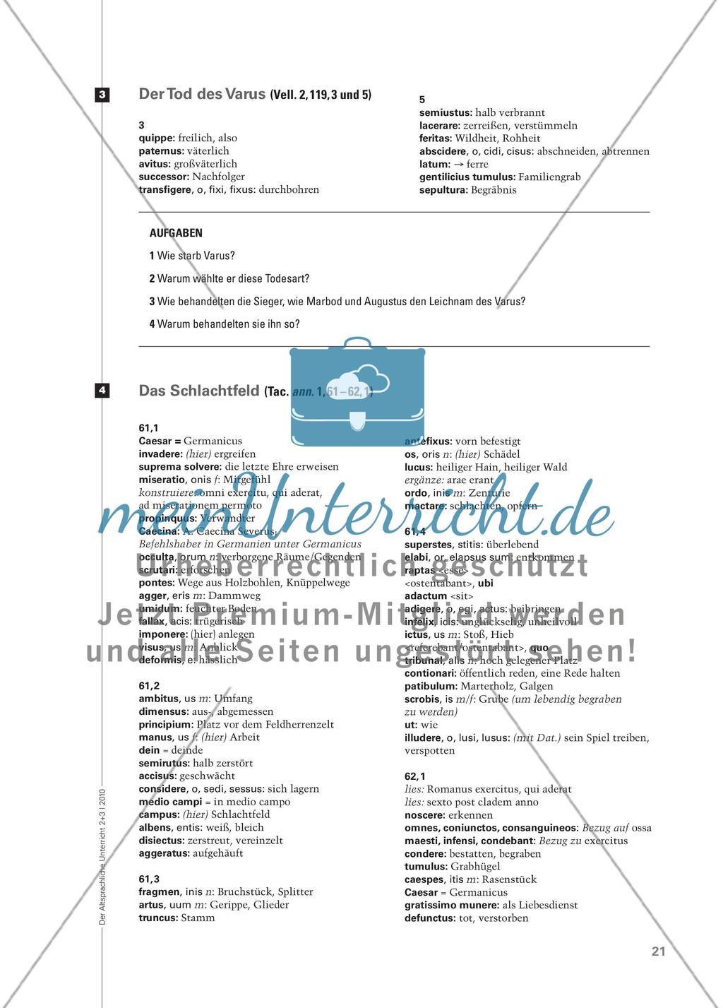 Varus, Arminius und die Niederlage der Römer - Unterschiedliche Aspekte in ausgewählten lateinischen Texten Preview 6