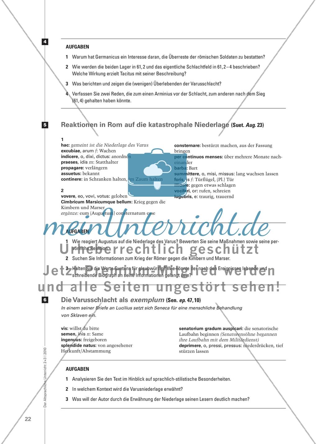 Varus, Arminius und die Niederlage der Römer - Unterschiedliche Aspekte in ausgewählten lateinischen Texten Preview 7