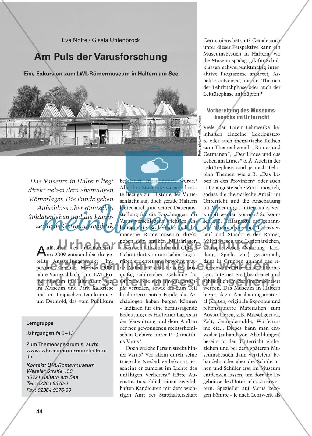 Am Puls der Varusforschung - Eine Exkursion zum LWL-Römermuseum in Haltern am See Preview 1