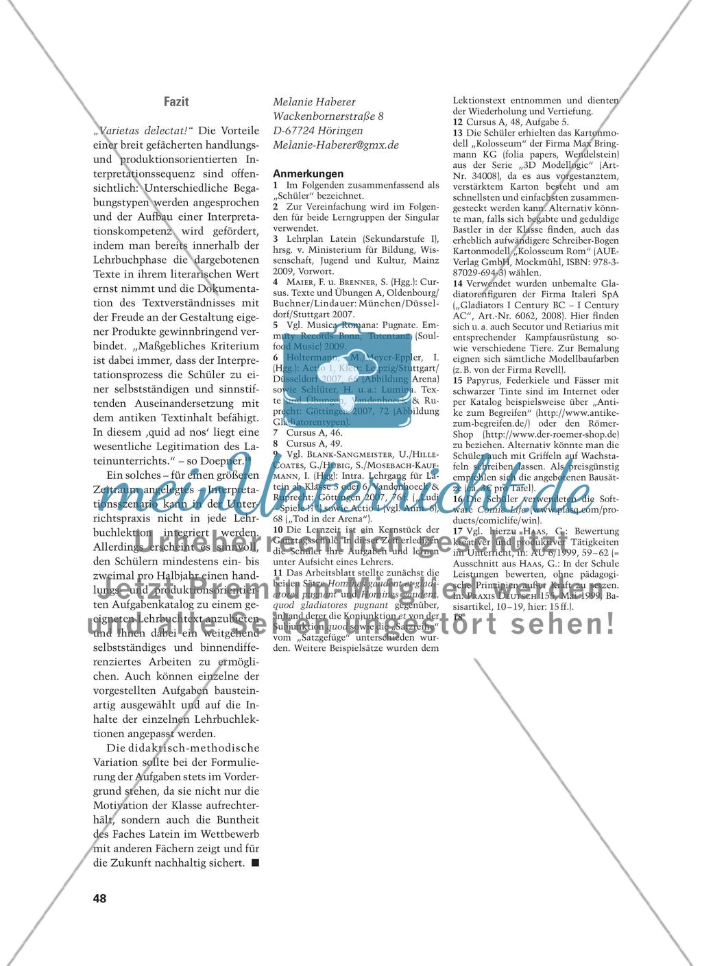 In der Arena - Eine handlungs- und produktionsorientierte Interpretationssequenz Preview 9