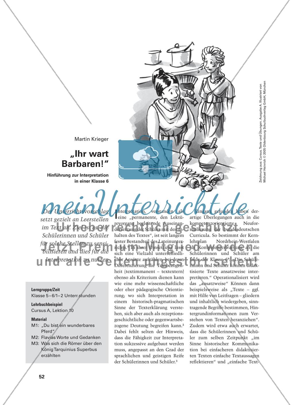 „Ihr wart Barbaren!“ - Hinführung zur Interpretation in einer Klasse 6 Preview 1