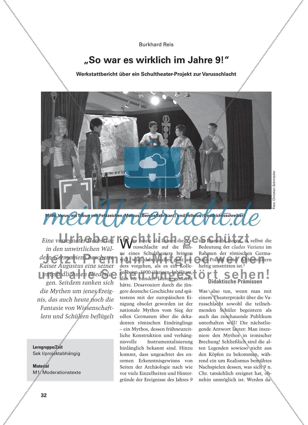 „So war es wirklich im Jahre 9!“ - Werkstattbericht über ein Schultheater-Projekt zur Varusschlacht Preview 1