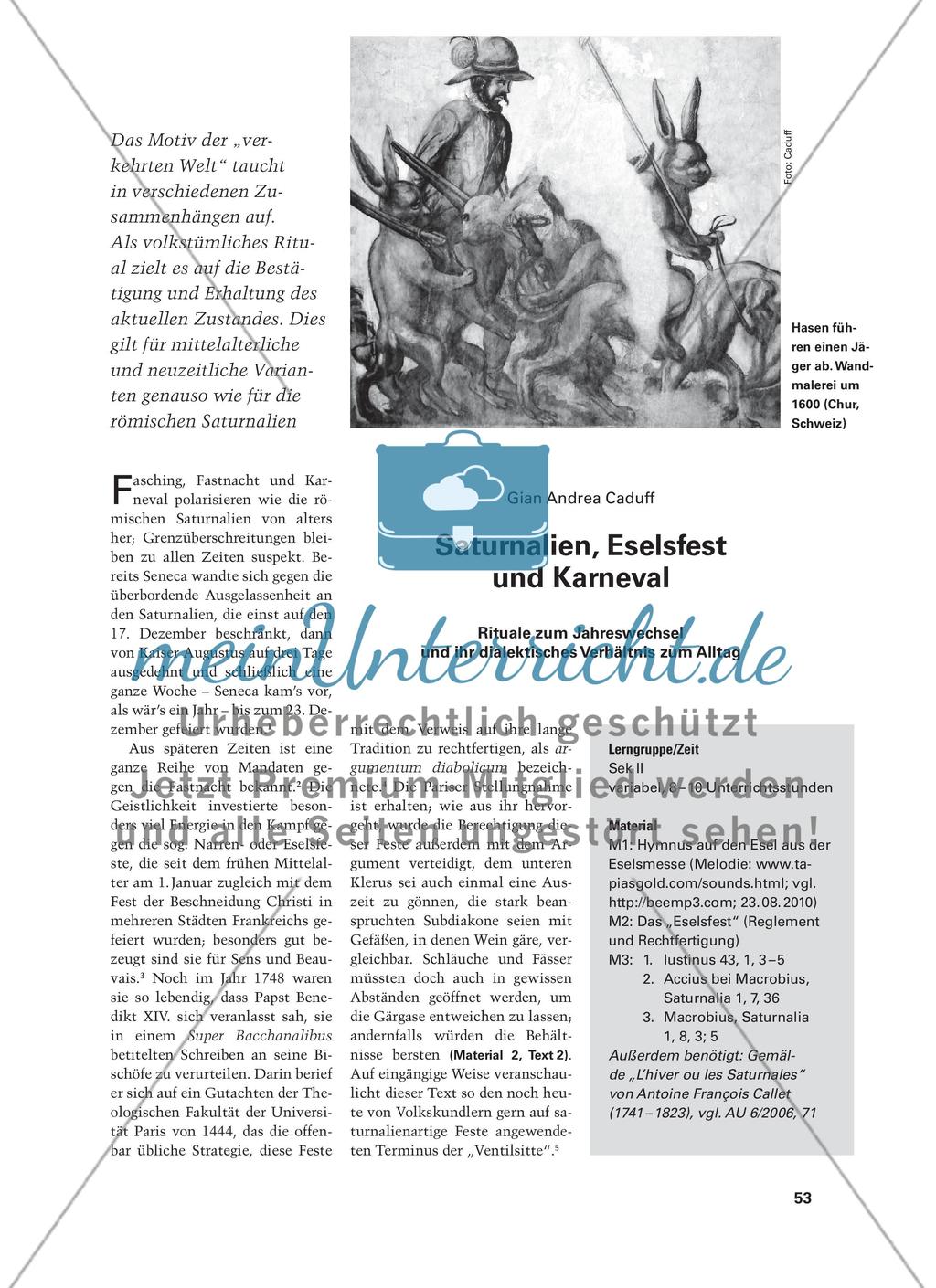 Saturnalien, Eselsfest und Karneval - Rituale zum Jahreswechsel und ihr dialektisches Verhältnis zum Alltag Preview 1