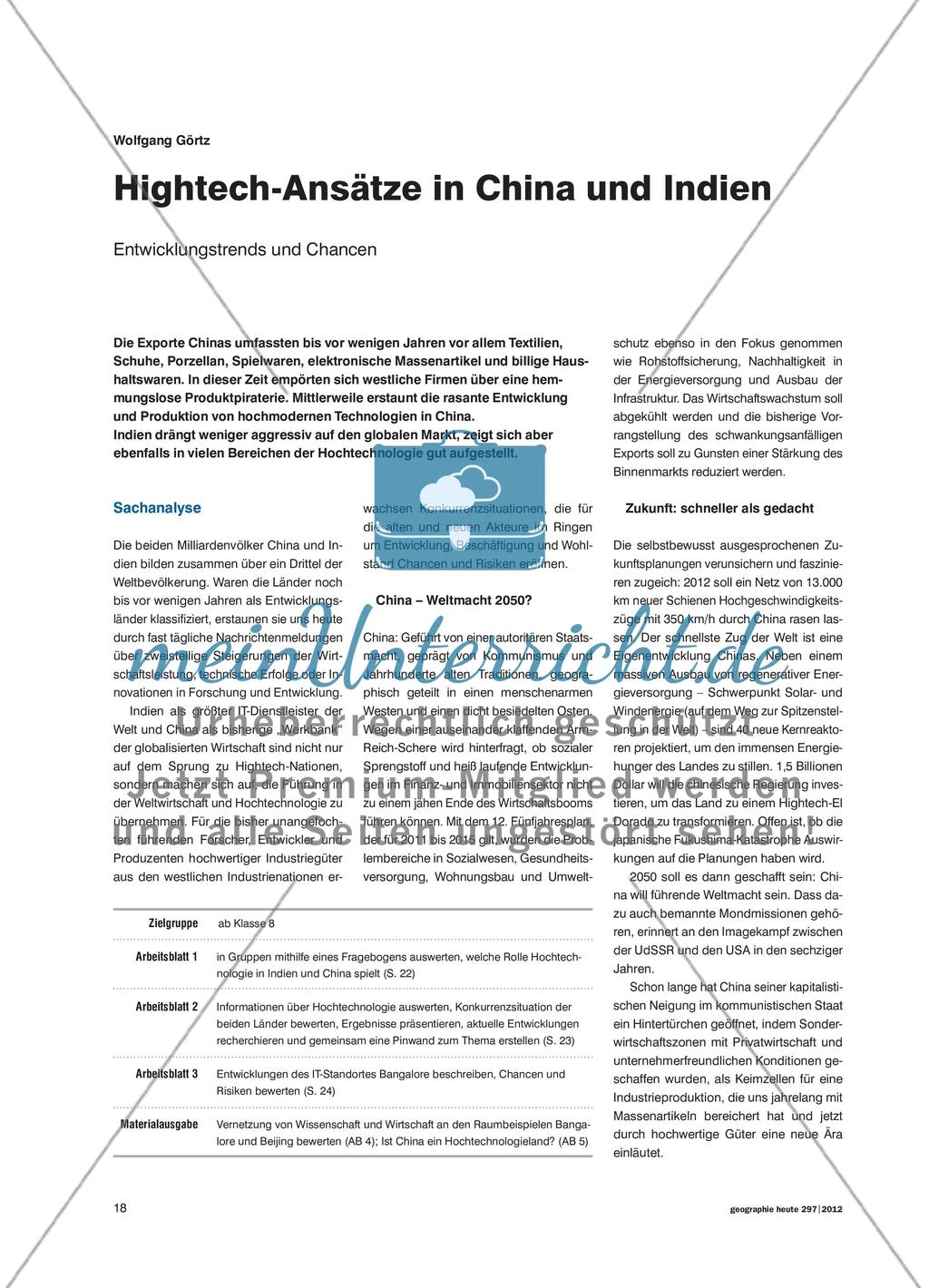 Hightech-Ansätze in China und Indien - Entwicklungstrends und Chancen Preview 1
