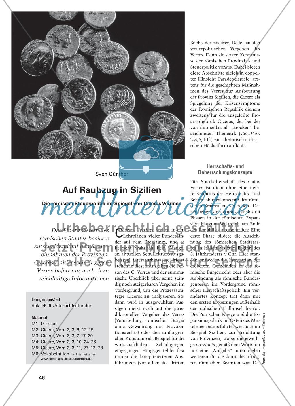 Auf Raubzug in Sizilien - Die römische Steuerpolitik im Spiegel von Ciceros Verrinen Preview 1