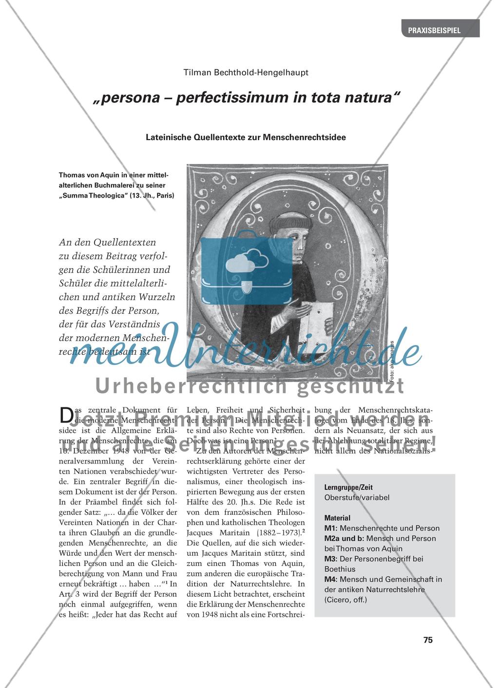 „persona – perfectissimum in tota natura“ - Lateinische Quellentexte zur Menschenrechtsidee Preview 1