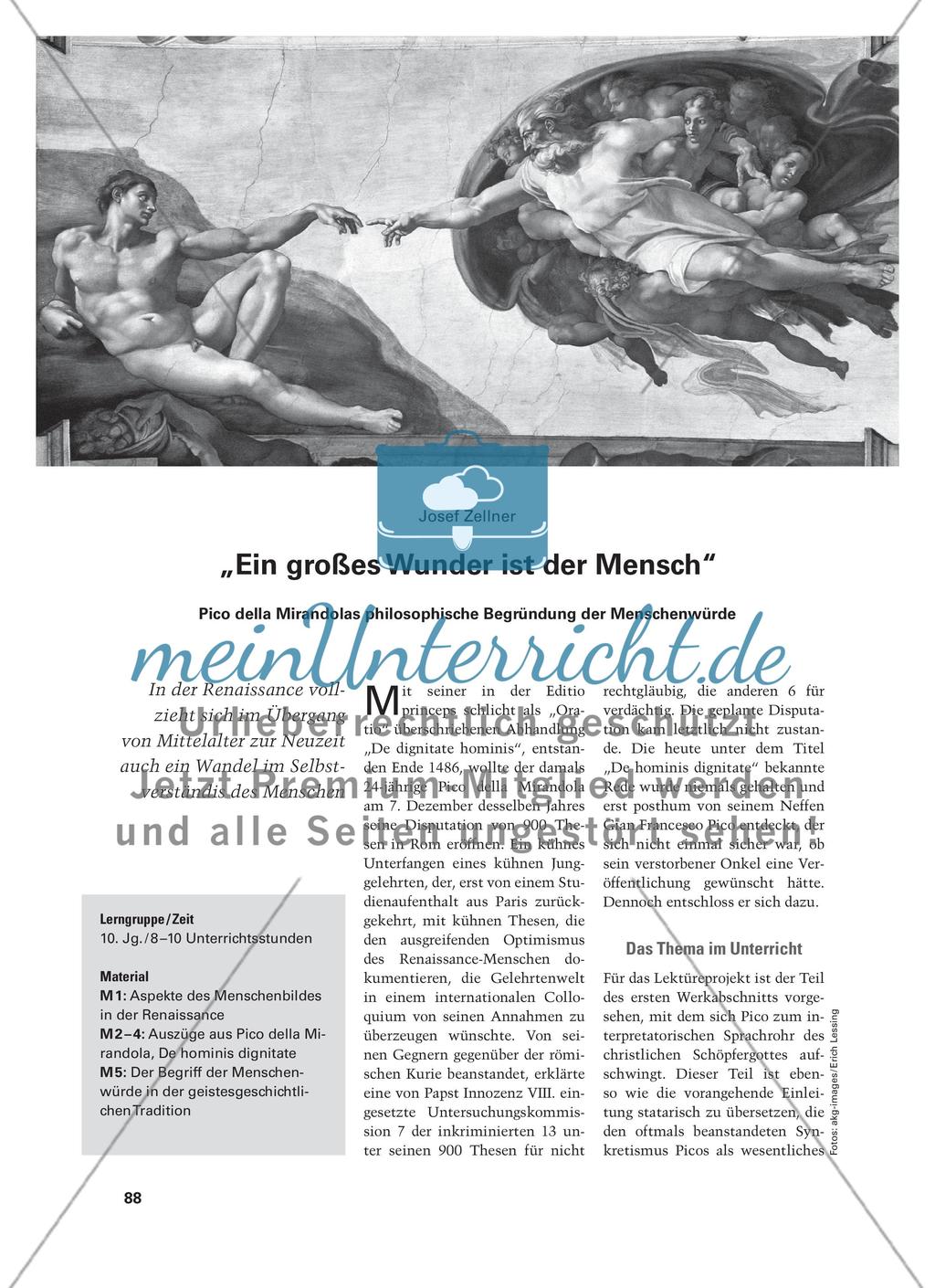 „Ein großes Wunder ist der Mensch“ - Pico della Mirandolas philosophische Begründung der Menschenwürde Preview 1
