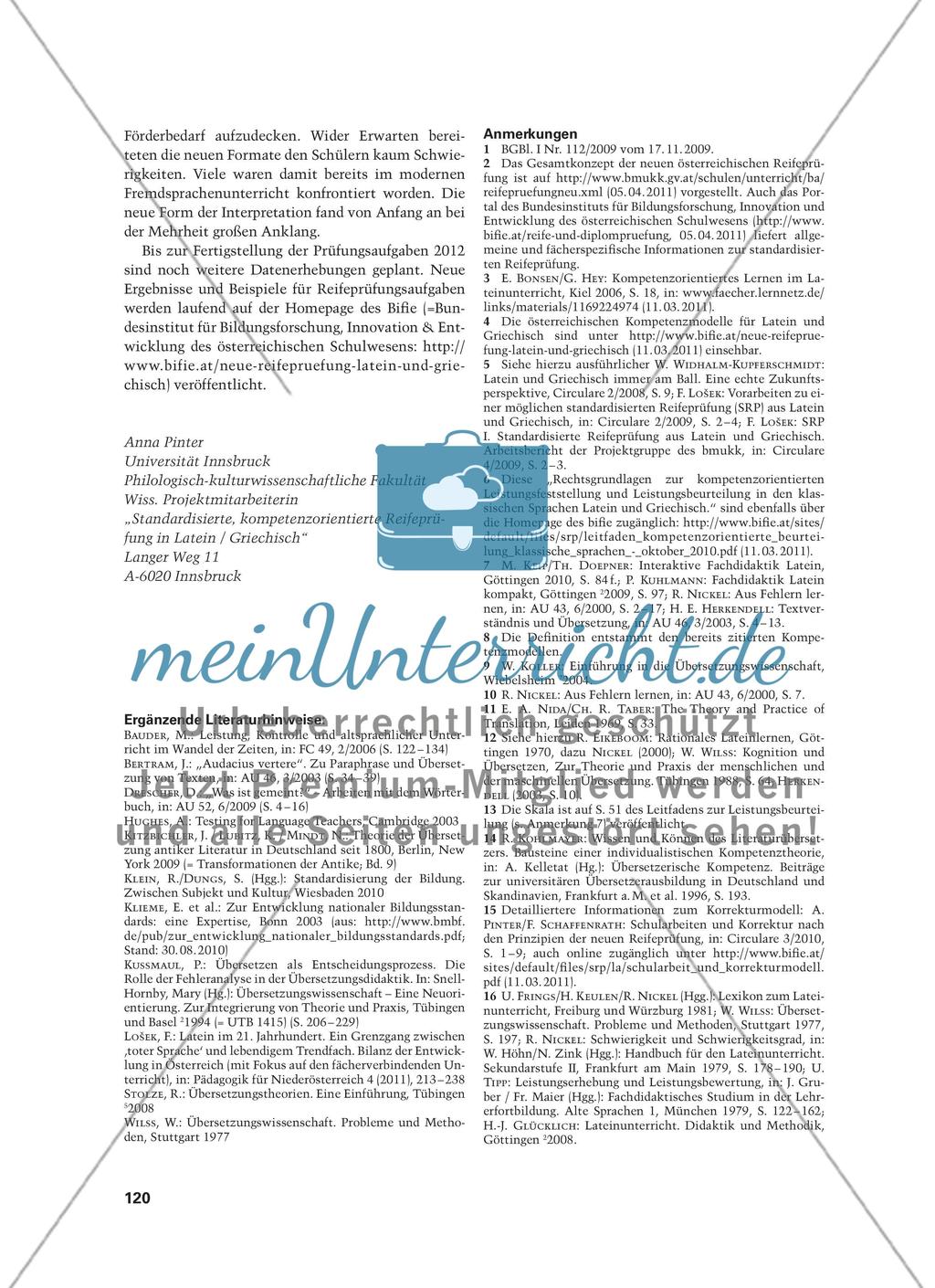 Standardisierung und Kompetenzorientierung in Österreich - Die neue schriftliche Reifeprüfung in den klassischen Sprachen Preview 5