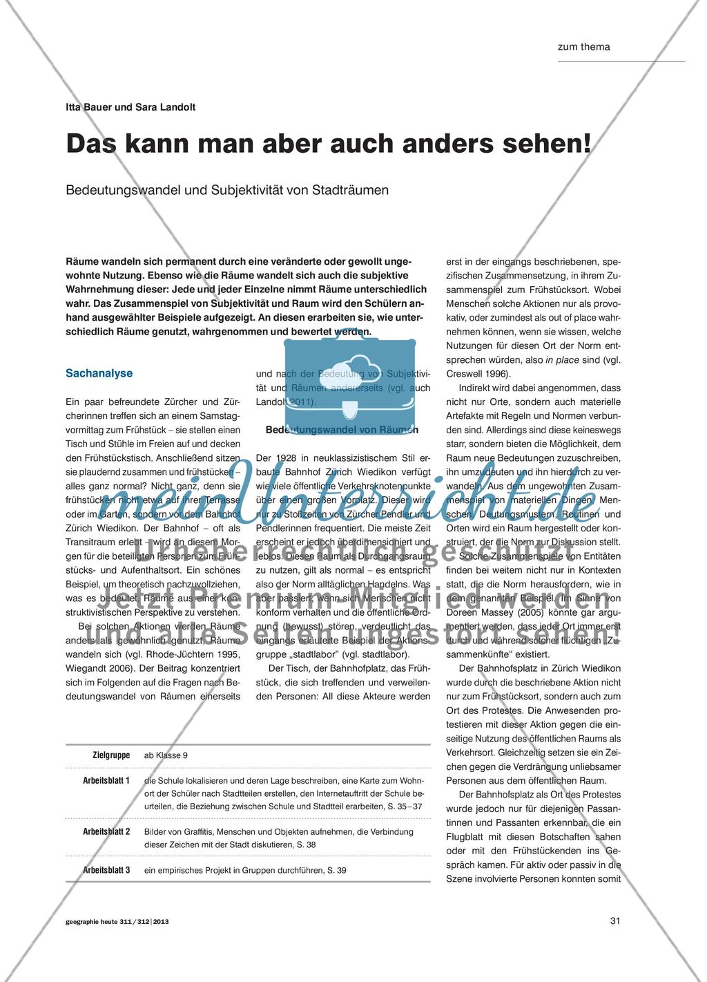 Das kann man aber auch anders sehen! - Bedeutungswandel und Subjektivität von Stadträumen Preview 1
