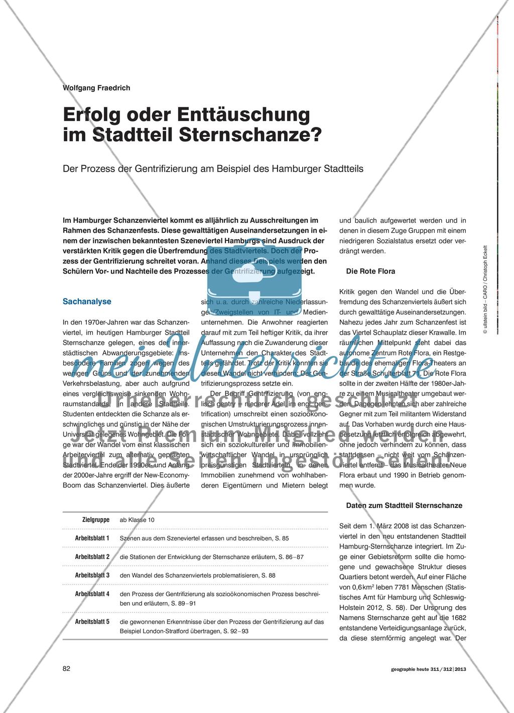 Erfolg oder Enttäuschung im Stadtteil Sternschanze? - Der Prozess der Gentrifizierung am Beispiel des Hamburger Stadtteils Preview 1