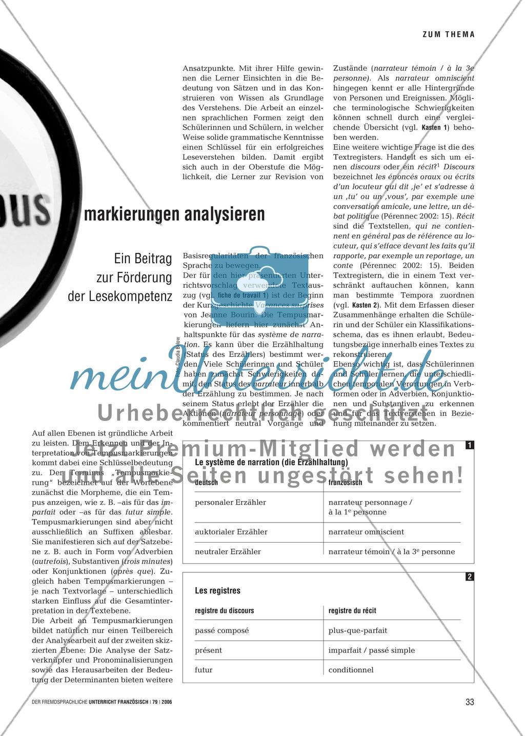 Tempusmarkierungen analysieren - Ein Beitrag zur Förderung der Lesekompetenz Preview 2
