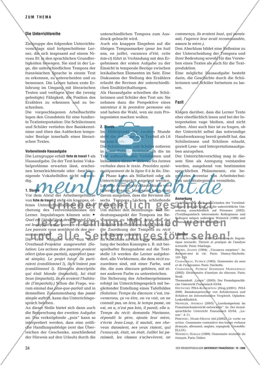 Tempusmarkierungen analysieren - Ein Beitrag zur Förderung der Lesekompetenz Preview 3