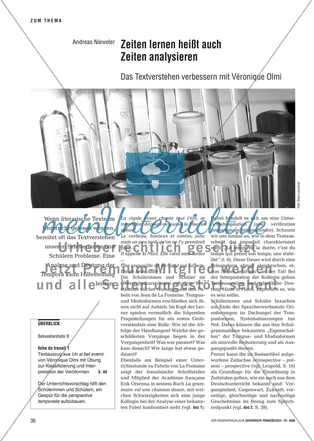 Zeiten lernen heißt auch Zeiten analysieren - Das Textverstehen verbessern mit Véronique Olmi Preview 1