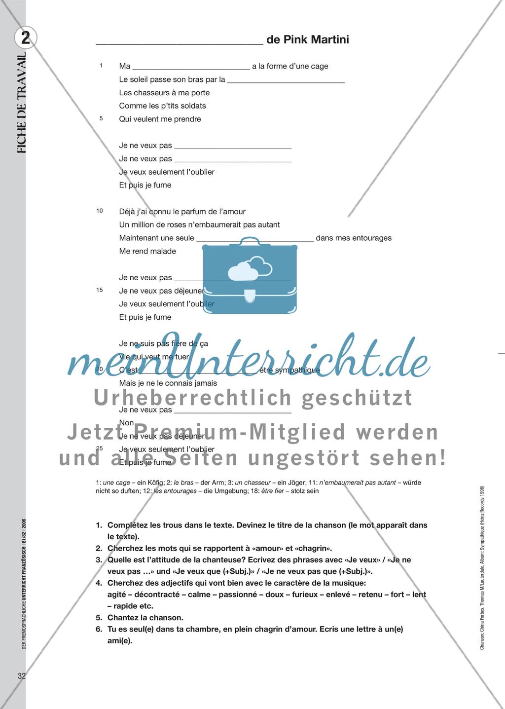 Jugendliche im Brennpunkt gesellschaftlicher Normen - Die Lieder Fais pas ci fais pas ça von Dionysos, Symphatique von Pink Martini und Debout von Elista Preview 7