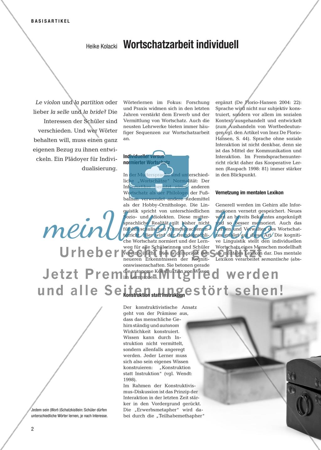 Wortschatzarbeit individuell Preview 1