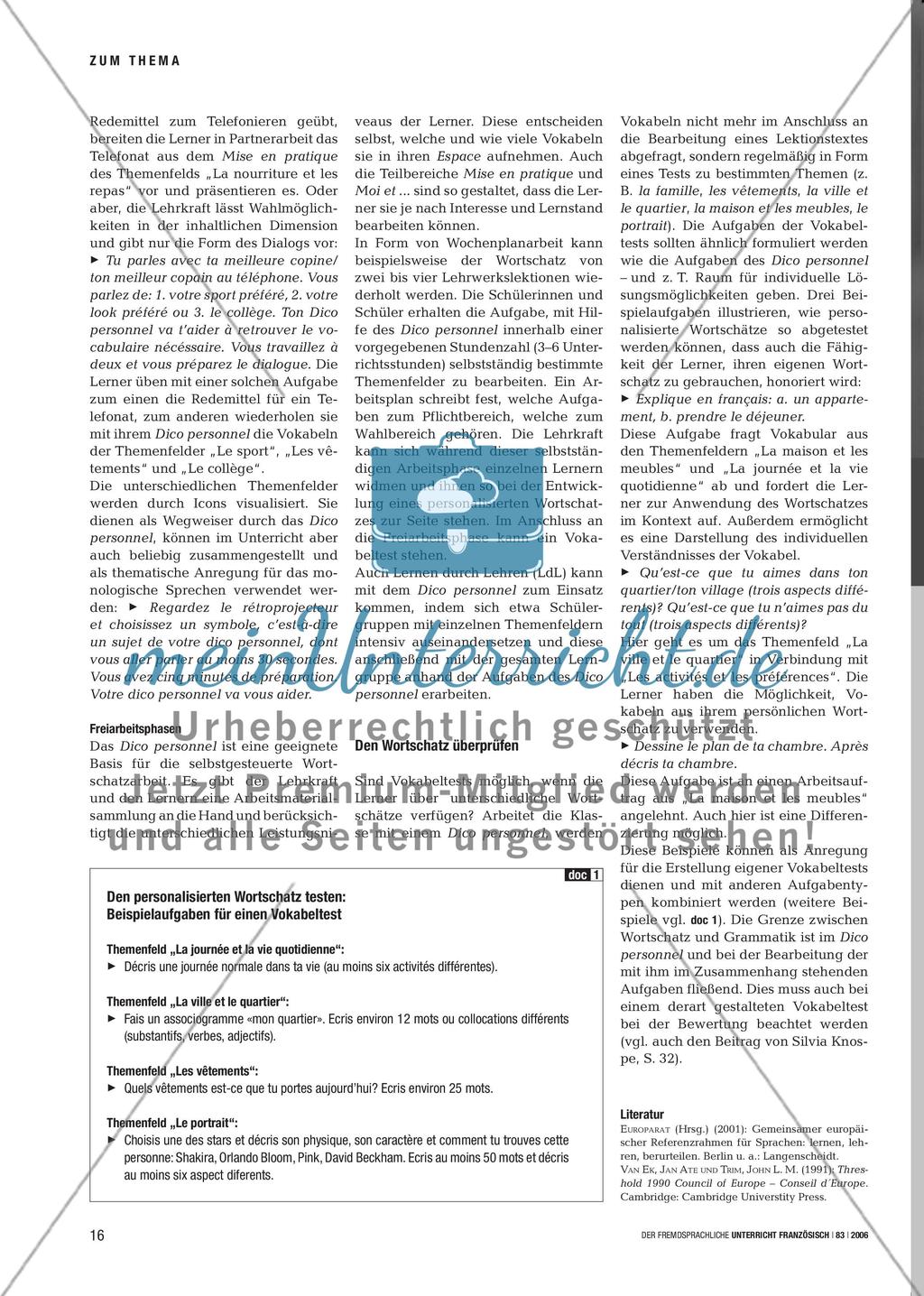Mon dico personnel - Eine persönliche Wortschatzsammlung in einem themenorientierten Vokabelheft anlegen Preview 6