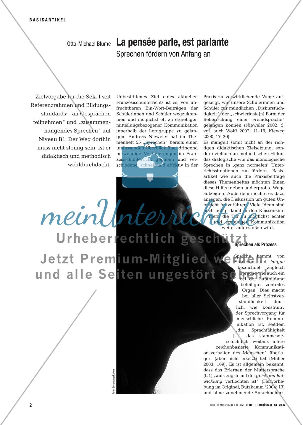 La pensée parle, est parlante - Sprechen fördern von Anfang an Preview 1