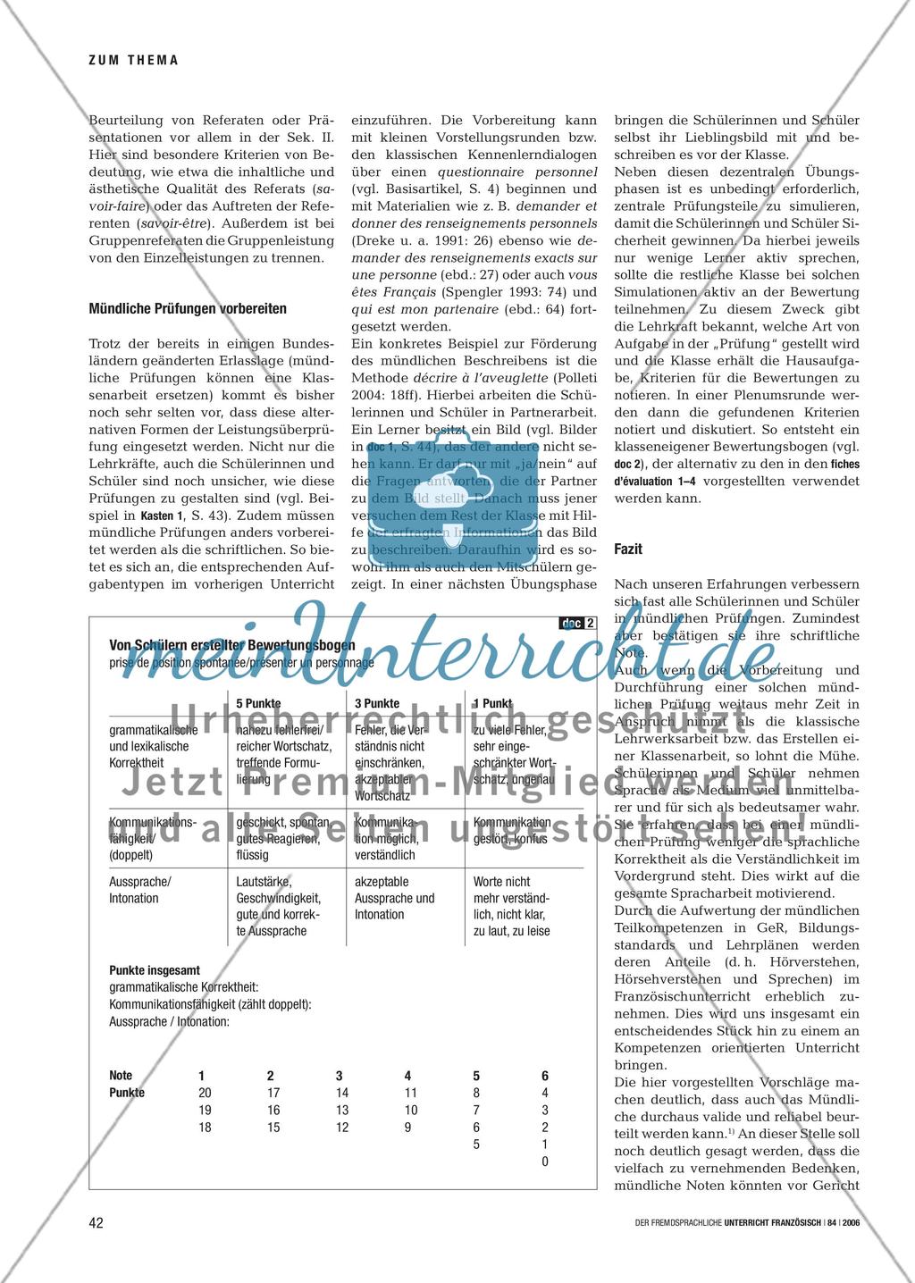 Mehr Mündlichkeit, auch in Klassenarbeiten! - Vorschläge für mündliche Leistungsüberprüfungen Preview 3
