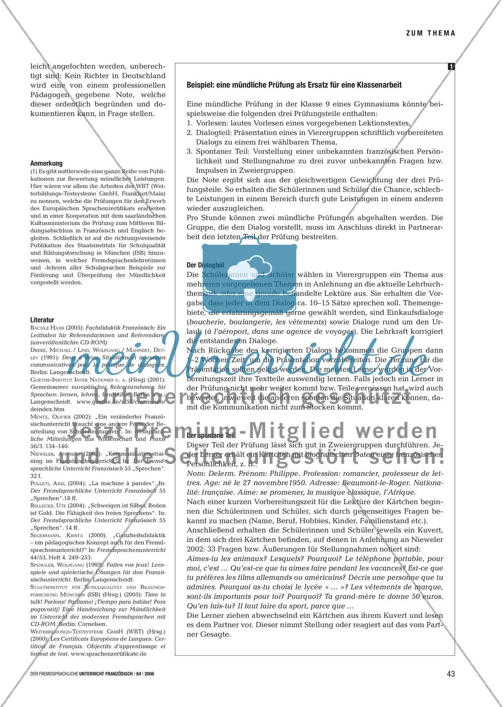 Mehr Mündlichkeit, auch in Klassenarbeiten! - Vorschläge für mündliche Leistungsüberprüfungen Preview 4