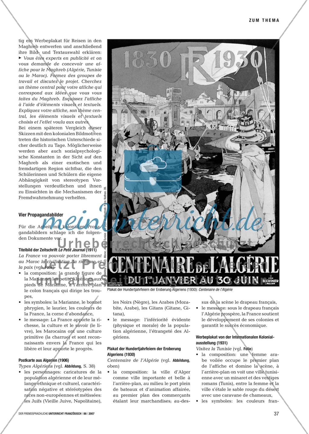 Eigen- und Fremdwahrnehmung des kolonialen Frankreichs - Bilder als Auslöser interkultureller Wahrnehmungsprozesse Preview 2