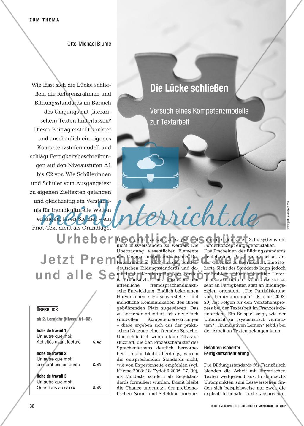 Die Lücke schließen - Versuch eines Kompetenzmodells zur Textarbeit Preview 1
