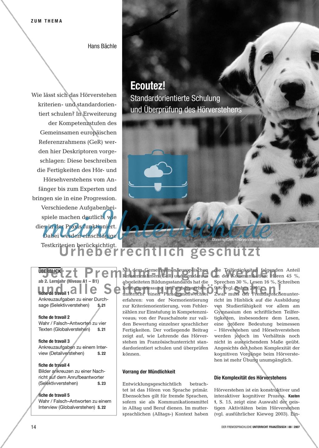 Ecoutez! - Standardorientierte Schulung und Überprüfung des Hörverstehens Preview 1