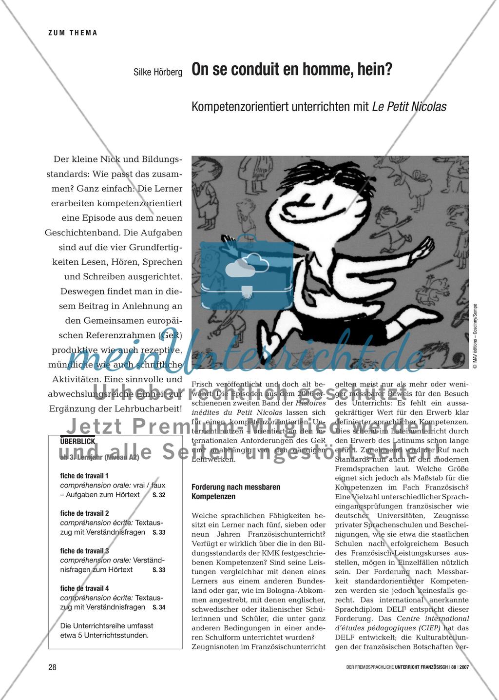 On se conduit en homme, hein? - Kompetenzorientiert unterrichten mit Le Petit Nicolas Preview 1