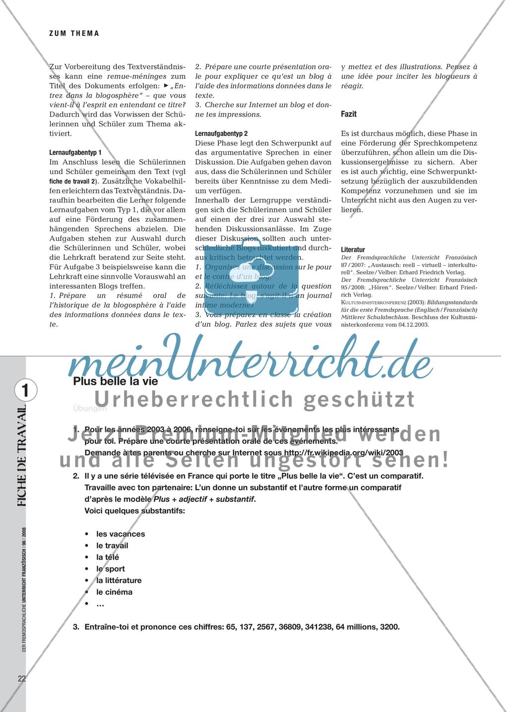 Blog oder nicht Blog – voilà la question - Mit Lernaufgaben die Sprechkompetenz fördern Preview 3