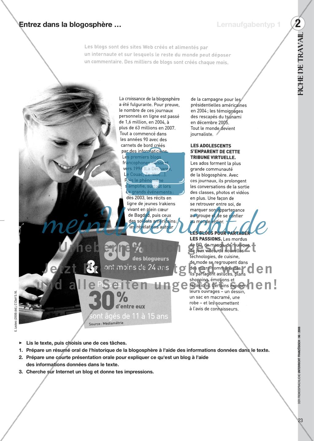 Blog oder nicht Blog – voilà la question - Mit Lernaufgaben die Sprechkompetenz fördern Preview 4