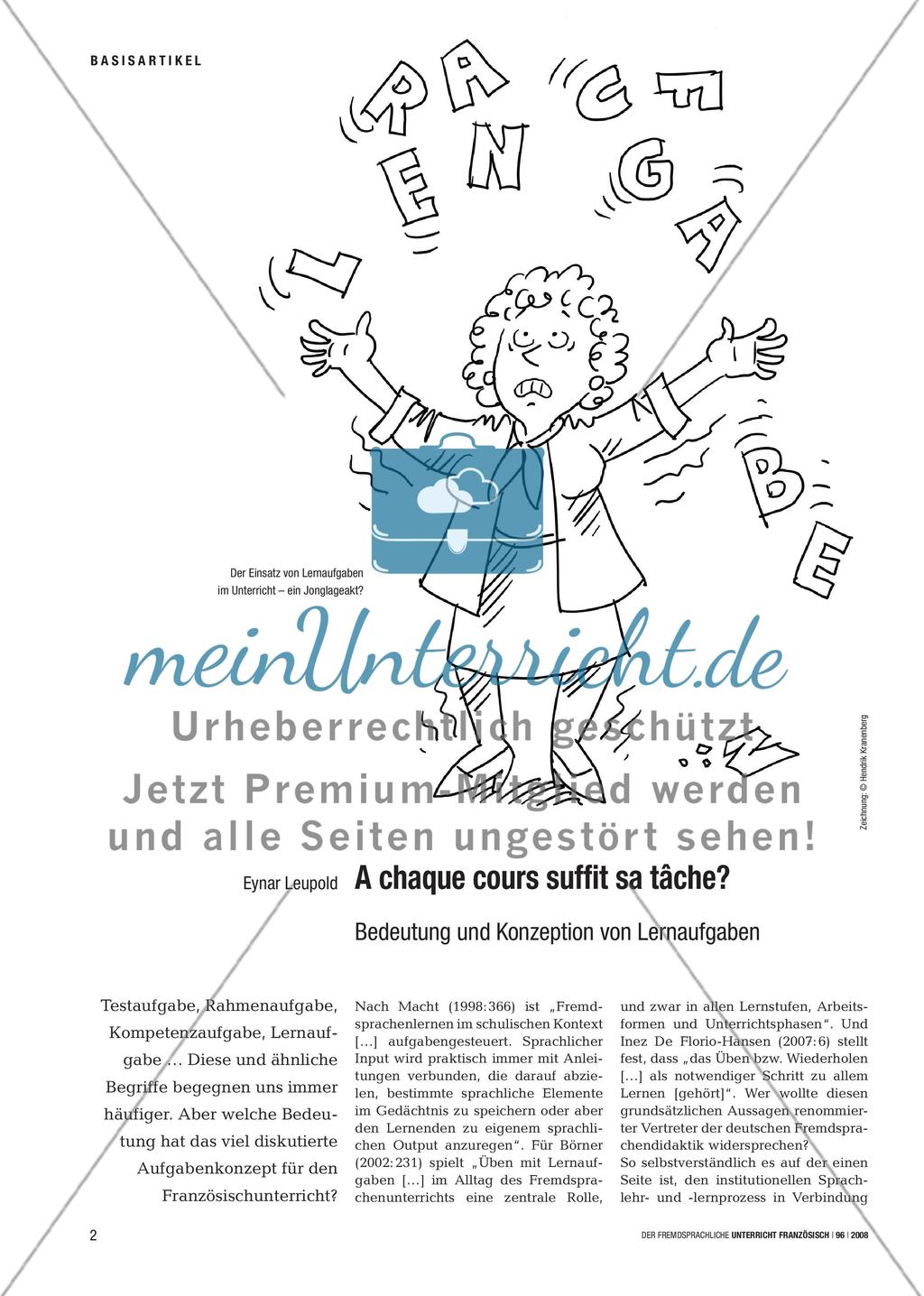 A chaque cours suffit sa tâche? - Bedeutung und Konzeption von Lernaufgaben Preview 1